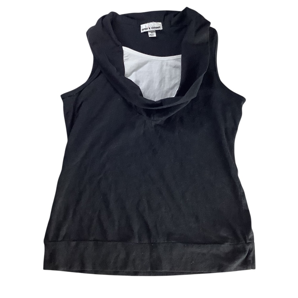 Amy's Closet Girls Black Cowl Neck Size XL Sleeveless‎ Top With White